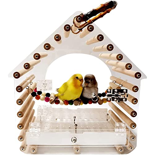 Papageienkäfig Transparenter Acryl-Vogelkäfig, tragbarer Reise-Vogelkäfig mit leicht zu reinigendem Tablett, atmungsaktive Outdoor-Ausrüstung für kleine Vögel Vogelnest von HJDQMDHA
