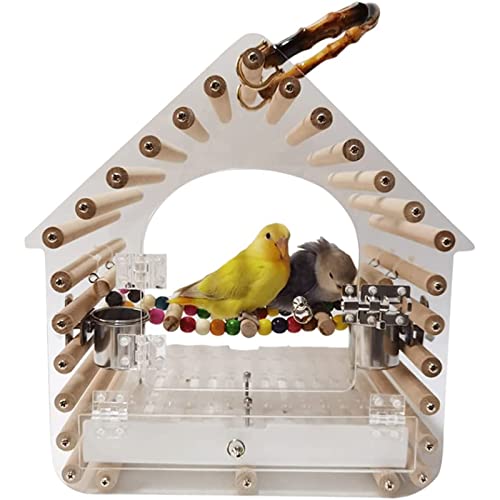 Papageienkäfig Transparenter Acryl-Vogelkäfig, tragbarer Reise-Vogelkäfig mit leicht zu reinigendem Tablett, atmungsaktive Outdoor-Ausrüstung für kleine Vögel Vogelnest von HJDQMDHA