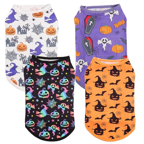 Niedliches Hunde-Shirt, lustiger Urlaubsstil, weicher und bequemer Stoff, Hundekleidung, T-Shirt, Weste, weich für kleine, mittelgroße Hunde und Katzen (Halloween, Größe 3XL) von HJFZBB