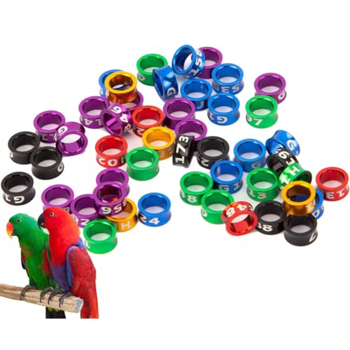 HJHLYJQBF 50/100 Stück Mehrfarbig gemischte Aluminiumtaubenbänder Vogelbänder Identifikation Offen/geschlossener Vogel Rin Geschlossener Ring (50 Stück) Mixed Color 5.0mm von HJHLYJQBF