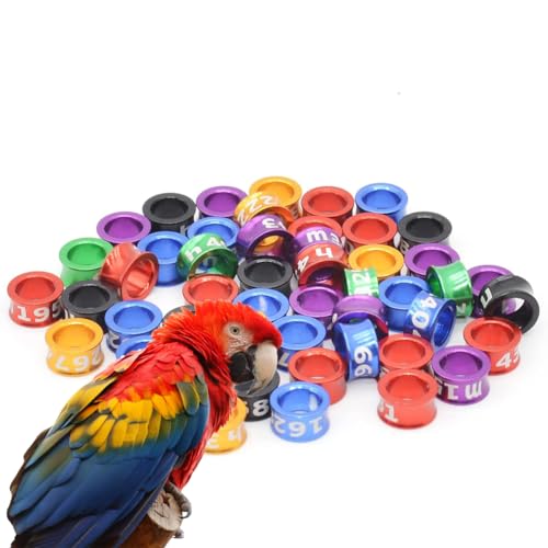 HJHLYJQBF 50/100 Stücke zufällig nummeriertes Design Vogelbein Ring Bein Ring Ring Aluminium Bein Ring Ring Taube Identifizierungstraining Geschlossener Ring (50 Stück) Mixed Color 7.0mm von HJHLYJQBF
