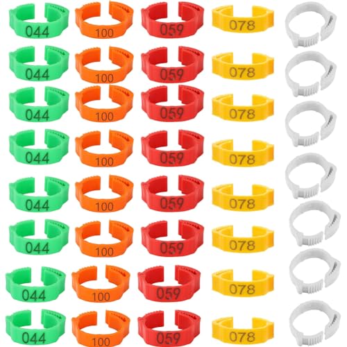 HJHLYJQBF 5Colors Plastikbein Ringe Identifikationsringe Beinringe Markieren Geflügelklebeband-Taubenfußringe, Nr. 001-100 für Tauben Küken Bantam Small Geflügel Mixed Colors 400pcs von HJHLYJQBF