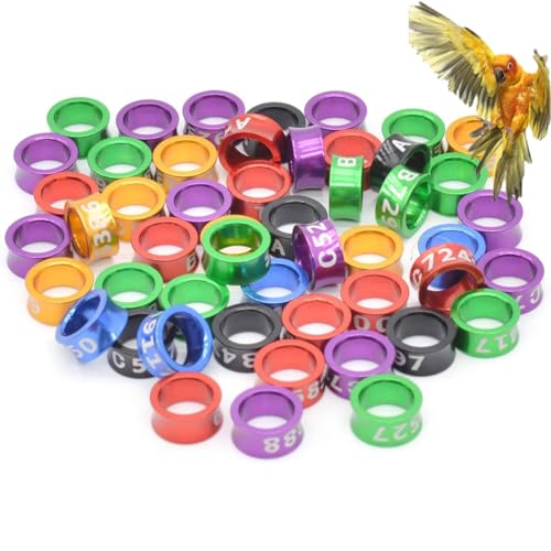 HJHLYJQBF Open/Closed Bird Ring Pigeon Kocher Rennspitzelband Geflügel Bein Tag Vogelbein Bandnummer Aluminium Aluminium Geschlossener Ring (100 Stück) Mixed Color 3.5mm von HJHLYJQBF