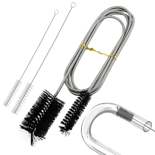 Flexible Doppelkopf-Rohrbürste, Edelstahl-Aquarium-Filterschlauchbürste, lange Feder, Kühlschrank-Scheuerbürste, gebogenes Rohr-Abflussloch, Reinigungsbürste mit 2 Flaschenbürsten für Aquarien, 155 cm Flexible Doppelkopf-Rohrbürste, Edelstahl-Aquarium-Filterschlauchbürste, lange Feder, Kühlschrank-Scheuerbürste, gebogenes Rohr-Abflussloch, Reinigungsbürste mit 2 Flaschenbürsten für Aquarien, 155 cm von HJJMN