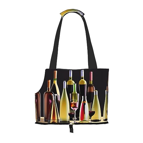 Cocktail- und Weinflaschen-Aufdruck, Welpentasche, Hundetasche, Haustier-Tragetasche, für kleine Hunde, Katzen und Kaninchen Cocktail- und Weinflaschen-Aufdruck, Welpentasche, Hundetasche, Haustier-Tragetasche, für kleine Hunde, Katzen und Kaninchen von HJLUUFT