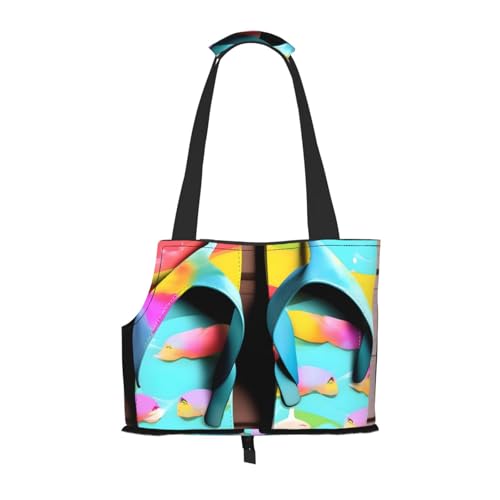 Flops Hausschuhe Kunst Sandalen Druck Welpentragetasche Hundetragetasche Haustiere Hunde Tragetasche für kleine Hunde und Katzen und Kaninchen von HJLUUFT