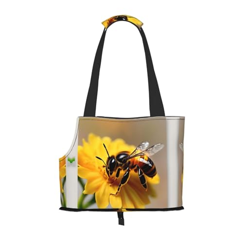 Hundetasche mit Honigbienen- und Blumendruck, für kleine Hunde, Katzen und Kaninchen von HJLUUFT