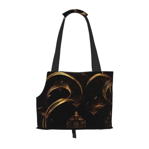 Hundetragetasche für kleine Hunde, Katzen und Kaninchen, goldfarben / Schwarz mit Tapetendruck von HJLUUFT