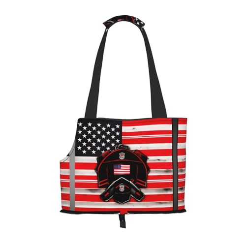 Red Line Tragetasche für kleine Hunde, Katzen und Kaninchen, Motiv: Feuerwehrmann mit USA-Flagge Red Line Tragetasche für kleine Hunde, Katzen und Kaninchen, Motiv: Feuerwehrmann mit USA-Flagge von HJLUUFT