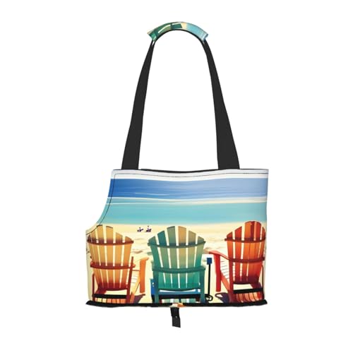 Strandszene mit Stühlen, Hundetragetasche, Hundetragetasche, Tragetasche für kleine Hunde, Katzen und Kaninchen von HJLUUFT