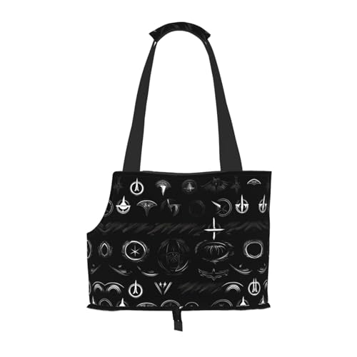 Supernatural Symbols Tragetasche für kleine Hunde, Katzen und Kaninchen, Schwarz von HJLUUFT