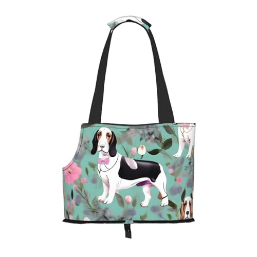 Sweet Basset Hound Hundetasche mit Blumenmuster, für kleine Hunde, Katzen und Kaninchen von HJLUUFT