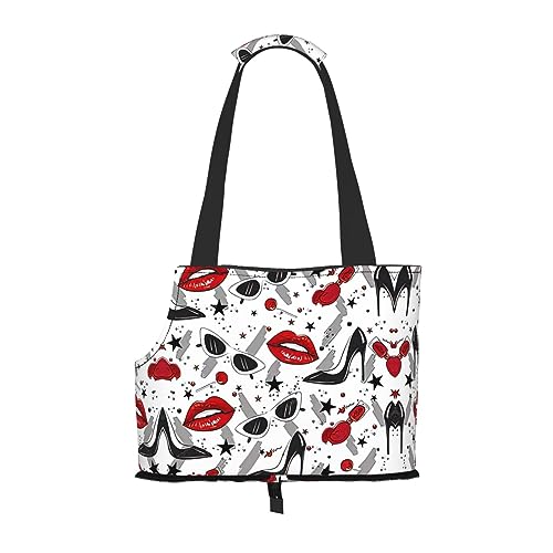 Tragetasche für Hunde und Katzen, Motiv: Lippen, High Heels, für kleine Hunde, Katzen und Kaninchen von HJLUUFT