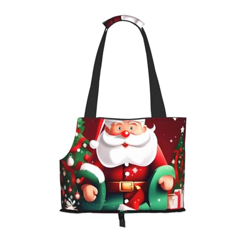 Tragetasche mit Weihnachtsmann-Motiv, bedruckt mit Aufschrift "Merry Christmas", für kleine Hunde, Katzen und Kaninchen von HJLUUFT