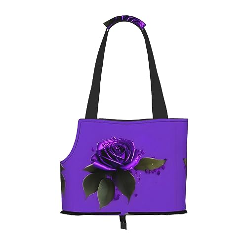 Tragetasche mit violettem Rosen-Aufdruck, für kleine Hunde, Katzen und Kaninchen von HJLUUFT