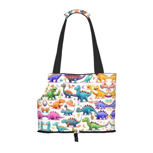 Viele bunte Cartoon-Dinosaurier-Aufdruck, Welpentasche, Hundetasche, Haustier-Tragetasche, Tragetasche für kleine Hunde, Katzen und Kaninchen Viele bunte Cartoon-Dinosaurier-Aufdruck, Welpentasche, Hundetasche, Haustier-Tragetasche, Tragetasche für kleine Hunde, Katzen und Kaninchen von HJLUUFT