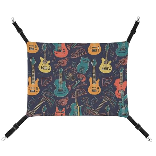 HJUQNGF Katzen-Hängematte, weich, atmungsaktiv, Haustier-Hängematte, mit Metallhaken, Gitarrenmuster, Schlafhängematte, tragbar, Katzenkäfig, Bett für Katzen, kleine Hunde, kleine Tiere HJUQNGF Katzen-Hängematte, weich, atmungsaktiv, Haustier-Hängematte, mit Metallhaken, Gitarrenmuster, Schlafhängematte, tragbar, Katzenkäfig, Bett für Katzen, kleine Hunde, kleine Tiere von HJUQNGF