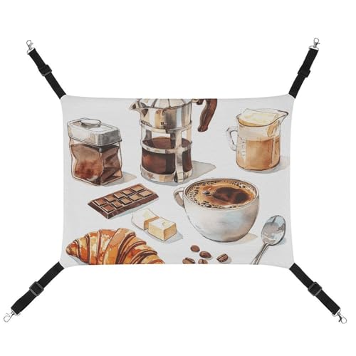 HJUQNGF Katzen-Hängematte, weich, atmungsaktiv, Haustier-Hängematte, mit Metallhaken, Kaffee und Schokolade, Schlafhängematte, tragbares Katzenkäfigbett für Katzen, kleine Hunde, kleine Tiere HJUQNGF Katzen-Hängematte, weich, atmungsaktiv, Haustier-Hängematte, mit Metallhaken, Kaffee und Schokolade, Schlafhängematte, tragbares Katzenkäfigbett für Katzen, kleine Hunde, kleine Tiere von HJUQNGF