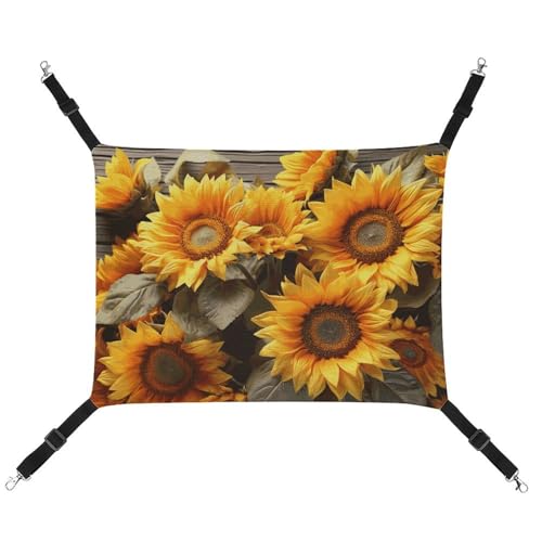 HJUQNGF Katzen-Hängematte, weich, atmungsaktiv, Haustier-Hängematte, mit Metallhaken, Pflanzen-Thema, Sonnenblumen-Schlafhängematte, tragbares Katzenkäfigbett für Katzen, kleine Hunde, kleine Tiere HJUQNGF Katzen-Hängematte, weich, atmungsaktiv, Haustier-Hängematte, mit Metallhaken, Pflanzen-Thema, Sonnenblumen-Schlafhängematte, tragbares Katzenkäfigbett für Katzen, kleine Hunde, kleine Tiere von HJUQNGF