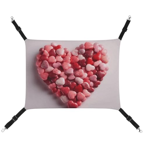 HJUQNGF Katzen-Hängematte, weich, atmungsaktiv, Haustier-Hängematte, mit Metallhaken, Valentinstag, Süßigkeiten, Schlafhängematte, tragbar, Katzenkäfig, Bett für Katzen, kleine Hunde, kleine Tiere HJUQNGF Katzen-Hängematte, weich, atmungsaktiv, Haustier-Hängematte, mit Metallhaken, Valentinstag, Süßigkeiten, Schlafhängematte, tragbar, Katzenkäfig, Bett für Katzen, kleine Hunde, kleine Tiere von HJUQNGF