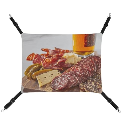 HJUQNGF Katzen-Hängematte, weich, atmungsaktiv, Haustier-Hängematte, mit Metallhaken, Wurst und Paprika, Schlafhängematte, tragbares Katzenkäfigbett für Katzen, kleine Hunde, Kleintiere HJUQNGF Katzen-Hängematte, weich, atmungsaktiv, Haustier-Hängematte, mit Metallhaken, Wurst und Paprika, Schlafhängematte, tragbares Katzenkäfigbett für Katzen, kleine Hunde, Kleintiere von HJUQNGF