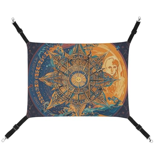 HJUQNGF Katzen-Hängematte, weich, atmungsaktiv, Haustier-Hängematte, mit Metallhaken, mystische Tarotkarte, Sonne und Mond, Gesicht, Schlafhängematte, tragbar, Katzenkäfig, Bett für Katzen, kleine HJUQNGF Katzen-Hängematte, weich, atmungsaktiv, Haustier-Hängematte, mit Metallhaken, mystische Tarotkarte, Sonne und Mond, Gesicht, Schlafhängematte, tragbar, Katzenkäfig, Bett für Katzen, kleine von HJUQNGF