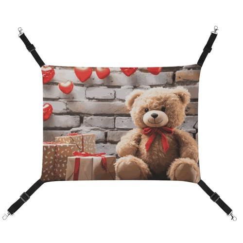 HJUQNGF Katzen-Hängematte, weich, atmungsaktiv, Haustier-Hängematte, mit Metallhaken, niedlicher Bär, Valentinstagsgeschenk, Schlafhängematte, tragbares Katzenkäfigbett für Katzen, kleine Hunde, HJUQNGF Katzen-Hängematte, weich, atmungsaktiv, Haustier-Hängematte, mit Metallhaken, niedlicher Bär, Valentinstagsgeschenk, Schlafhängematte, tragbares Katzenkäfigbett für Katzen, kleine Hunde, von HJUQNGF