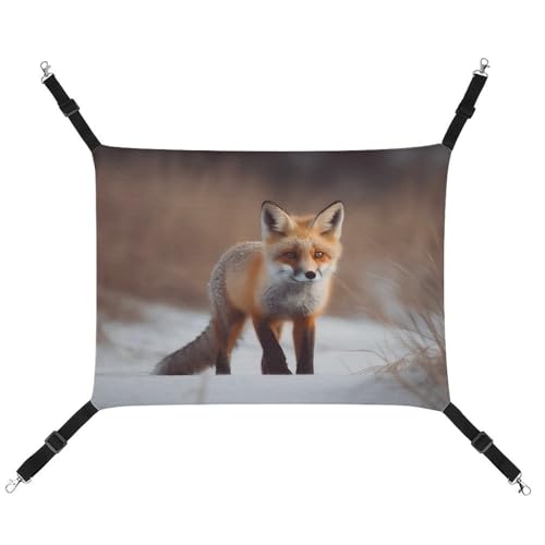 HJUQNGF Katzen-Hängematte, weich, atmungsaktiv, Haustier-Hängematte, mit Metallhaken, niedlicher Fuchs, tragbare Katzenkäfig-Bett für Katzen, kleine Hunde, kleine Tiere HJUQNGF Katzen-Hängematte, weich, atmungsaktiv, Haustier-Hängematte, mit Metallhaken, niedlicher Fuchs, tragbare Katzenkäfig-Bett für Katzen, kleine Hunde, kleine Tiere von HJUQNGF