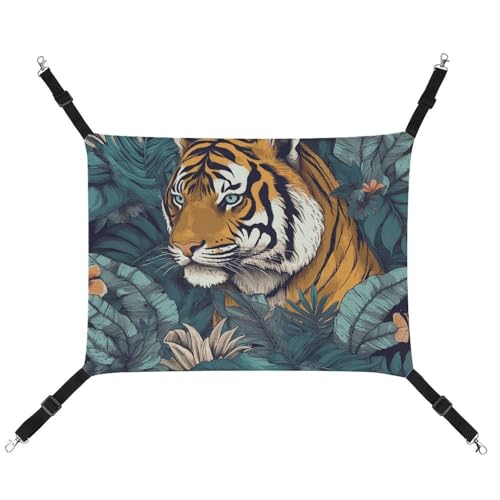 HJUQNGF Katzen-Hängematte, weich, atmungsaktiv, Haustier-Hängematte, mit Metallhaken, tropischer Tiger, Schlafhängematte, tragbares Katzenkäfigbett für Katzen, kleine Hunde, kleine Tiere HJUQNGF Katzen-Hängematte, weich, atmungsaktiv, Haustier-Hängematte, mit Metallhaken, tropischer Tiger, Schlafhängematte, tragbares Katzenkäfigbett für Katzen, kleine Hunde, kleine Tiere von HJUQNGF