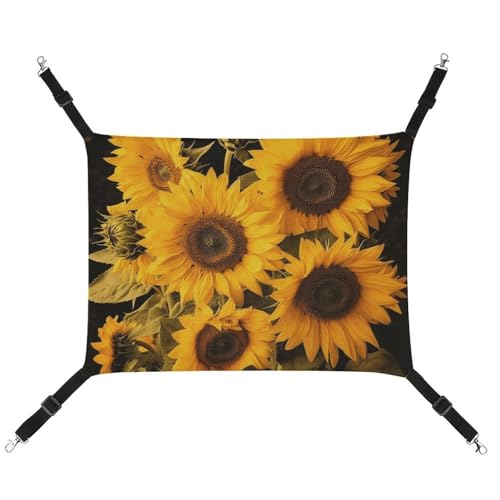 HJUQNGF Katzen-Hängematte, weich, atmungsaktiv, Haustier-Hängematte mit Metallhaken, Sonnenblumen, Schlafhängematte, tragbares Katzenkäfigbett für Katzen, kleine Hunde, kleine Tiere HJUQNGF Katzen-Hängematte, weich, atmungsaktiv, Haustier-Hängematte mit Metallhaken, Sonnenblumen, Schlafhängematte, tragbares Katzenkäfigbett für Katzen, kleine Hunde, kleine Tiere von HJUQNGF