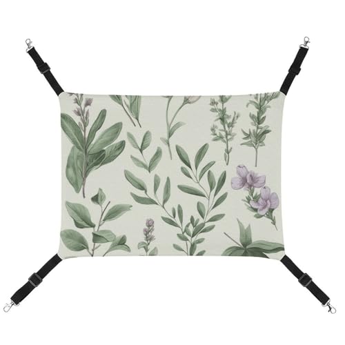 HJUQNGF Katzen-Hängematte, weich, atmungsaktiv, Haustier-Hängematte mit Metallhaken, grüne Blume, Kräuter, Salbei, Blätter und Äste, Schlafhängematte, tragbares Katzenkäfigbett für Katzen, kleine HJUQNGF Katzen-Hängematte, weich, atmungsaktiv, Haustier-Hängematte mit Metallhaken, grüne Blume, Kräuter, Salbei, Blätter und Äste, Schlafhängematte, tragbares Katzenkäfigbett für Katzen, kleine von HJUQNGF