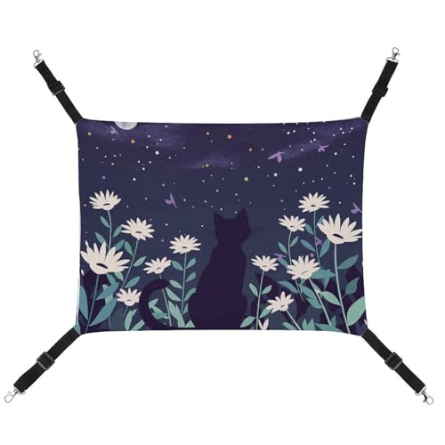 HJUQNGF Katzen-Hängematte, weich, atmungsaktiv, Haustier-Hängematte mit Metallhaken mit weißen Gänseblümchen, Schlafhängematte, tragbares Katzenkäfigbett für Katzen, kleine Hunde, kleine Tiere HJUQNGF Katzen-Hängematte, weich, atmungsaktiv, Haustier-Hängematte mit Metallhaken mit weißen Gänseblümchen, Schlafhängematte, tragbares Katzenkäfigbett für Katzen, kleine Hunde, kleine Tiere von HJUQNGF