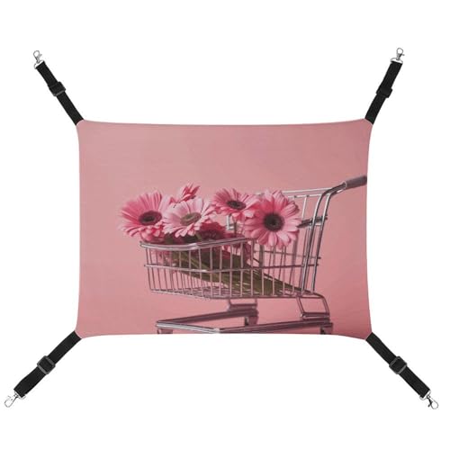 HJUQNGF Katzenhängematte, weich, atmungsaktiv, Haustierhängematte mit Metallhaken, Blumen im Einkaufswagen, Schlafhängematte, tragbares Katzenkäfigbett für Katzen, kleine Hunde, Kleintiere HJUQNGF Katzenhängematte, weich, atmungsaktiv, Haustierhängematte mit Metallhaken, Blumen im Einkaufswagen, Schlafhängematte, tragbares Katzenkäfigbett für Katzen, kleine Hunde, Kleintiere von HJUQNGF