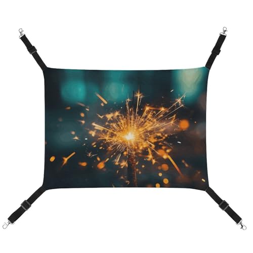 HJUQNGF Katzenhängematte, weich, atmungsaktiv, Haustierhängematte mit Metallhaken, Funkenglanz, Schlafhängematte, tragbares Katzenkäfigbett für Katzen, kleine Hunde, Kleintiere von HJUQNGF