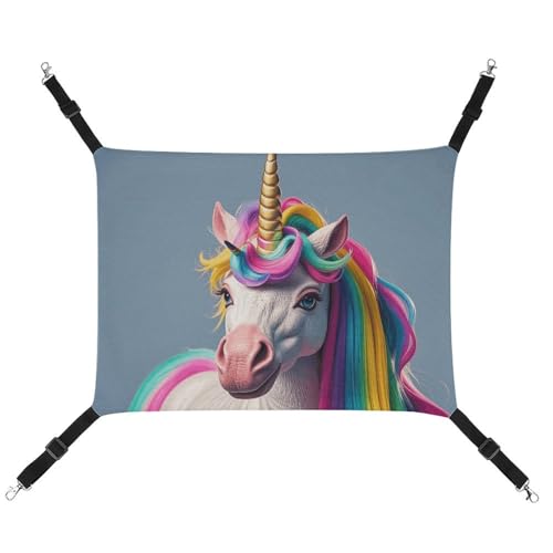 HJUQNGF Katzenhängematte, weich, atmungsaktiv, Haustierhängematte mit Metallhaken, Pferd mit Regenbogenhaar, Schlafhängematte, tragbares Katzenkäfigbett für Katzen, kleine Hunde, Kleintiere HJUQNGF Katzenhängematte, weich, atmungsaktiv, Haustierhängematte mit Metallhaken, Pferd mit Regenbogenhaar, Schlafhängematte, tragbares Katzenkäfigbett für Katzen, kleine Hunde, Kleintiere von HJUQNGF