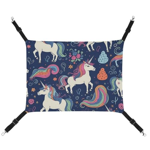 HJUQNGF Katzenhängematte, weich, atmungsaktiv, Haustierhängematte mit Metallhaken, Pferd und Regenbogen, Schlafhängematte, tragbares Katzenkäfigbett für Katzen, kleine Hunde, Kleintiere HJUQNGF Katzenhängematte, weich, atmungsaktiv, Haustierhängematte mit Metallhaken, Pferd und Regenbogen, Schlafhängematte, tragbares Katzenkäfigbett für Katzen, kleine Hunde, Kleintiere von HJUQNGF