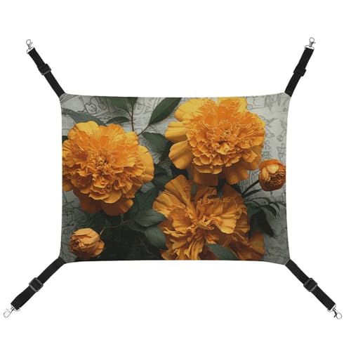 HJUQNGF Katzenhängematte, weich, atmungsaktiv, Haustierhängematte mit Metallhaken, Ringelblume, Schlafhängematte, tragbares Katzenkäfigbett für Katzen, kleine Hunde, kleine Tiere HJUQNGF Katzenhängematte, weich, atmungsaktiv, Haustierhängematte mit Metallhaken, Ringelblume, Schlafhängematte, tragbares Katzenkäfigbett für Katzen, kleine Hunde, kleine Tiere von HJUQNGF