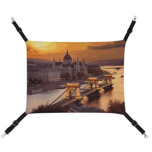 HJUQNGF Katzenhängematte, weich, atmungsaktiv, Haustierhängematte mit Metallhaken, Sonnenuntergang in Budapest, Schlafhängematte, tragbares Katzenkäfigbett für Katzen, kleine Hunde, Kleintiere HJUQNGF Katzenhängematte, weich, atmungsaktiv, Haustierhängematte mit Metallhaken, Sonnenuntergang in Budapest, Schlafhängematte, tragbares Katzenkäfigbett für Katzen, kleine Hunde, Kleintiere von HJUQNGF