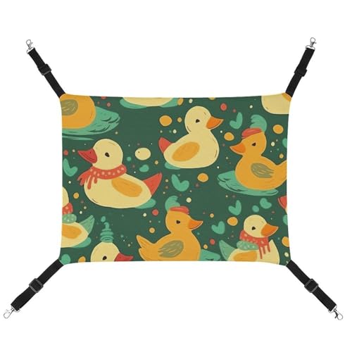 HJUQNGF Katzenhängematte, weich, atmungsaktiv, Haustierhängematte mit Metallhaken, Winter-gelbe Ente, Schlafhängematte, tragbares Katzenkäfigbett für Katzen, kleine Hunde, Kleintiere HJUQNGF Katzenhängematte, weich, atmungsaktiv, Haustierhängematte mit Metallhaken, Winter-gelbe Ente, Schlafhängematte, tragbares Katzenkäfigbett für Katzen, kleine Hunde, Kleintiere von HJUQNGF