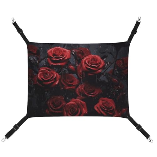 HJUQNGF Katzenhängematte, weich, atmungsaktiv, Haustierhängematte mit Metallhaken, rote Rose, Foto-Schlafhängematte, tragbares Katzenkäfigbett für Katzen, kleine Hunde, kleine Tiere HJUQNGF Katzenhängematte, weich, atmungsaktiv, Haustierhängematte mit Metallhaken, rote Rose, Foto-Schlafhängematte, tragbares Katzenkäfigbett für Katzen, kleine Hunde, kleine Tiere von HJUQNGF