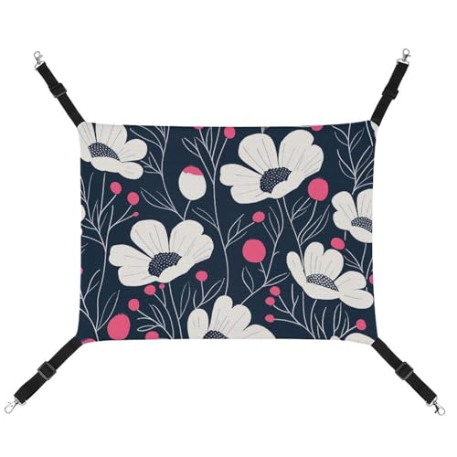 HJUQNGF Katzenhängematte, weich, atmungsaktiv, Haustierhängematte mit Metallhaken, schwarzes Blumenmuster, Schlafhängematte, tragbares Katzenkäfigbett für Katzen, kleine Hunde, Kleintiere HJUQNGF Katzenhängematte, weich, atmungsaktiv, Haustierhängematte mit Metallhaken, schwarzes Blumenmuster, Schlafhängematte, tragbares Katzenkäfigbett für Katzen, kleine Hunde, Kleintiere von HJUQNGF