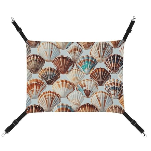 HJUQNGF Katzenhängematte, weich, atmungsaktiv, Haustierhängematte mit Metallhaken, verschiedene Muschelmuster, Schlafhängematte, tragbares Katzenkäfigbett für Katzen, kleine Hunde, Kleintiere von HJUQNGF