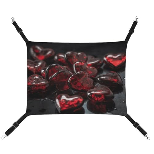 HJUQNGF Katzenhängematte, weich, atmungsaktiv, Haustierhängematte mit Metallhaken, viele rote Muster, Schlafhängematte, tragbare Katzenkäfigbett für Katzen, kleine Hunde, Kleintiere HJUQNGF Katzenhängematte, weich, atmungsaktiv, Haustierhängematte mit Metallhaken, viele rote Muster, Schlafhängematte, tragbare Katzenkäfigbett für Katzen, kleine Hunde, Kleintiere von HJUQNGF