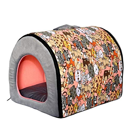 Cat Tent Cave Tragbare Cat Shelter Hut mit abnehmbarem Kissen Cat House Reißverschluss, Pink, M. von HJWXY