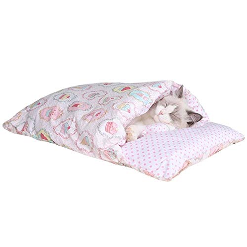 HJWXY Katzenschlafsack Waschbar Bequemes Winter-Haustierbett Warmes Winterbett Haustier-Katzenschlafsäcke Katzenstreu, Pink von HJWXY