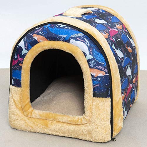 HJWXY Warme Hundehütte Bequeme Bedruckte Zwinger-Matte, für Haustier Welpe Faltbare Katze Schlafbett Hund Haustierhütte, Delphinwal, S. von HJWXY