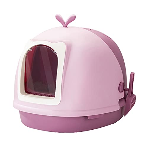 HJXX Katzenklo Nette Katze Wurf Box mit Katze Wurf Scoop Flip Beiliegend Große Kitty Wurf Box Anti-Spritzer 6mm Hohlpedal Katze Zubehör Cat Litter Box (Color : Pink) von HJXX