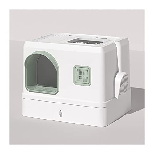 Katzenklo Deluxe-bedecktes Wurf-Kasten mit abnehmbarem Fach und Scoop-Katzen-Wurf-Pan-beiliegender Toilettenstraining-Box-Haus einfach zu reinigen Cat Litter Box (Color : White) von HJXX