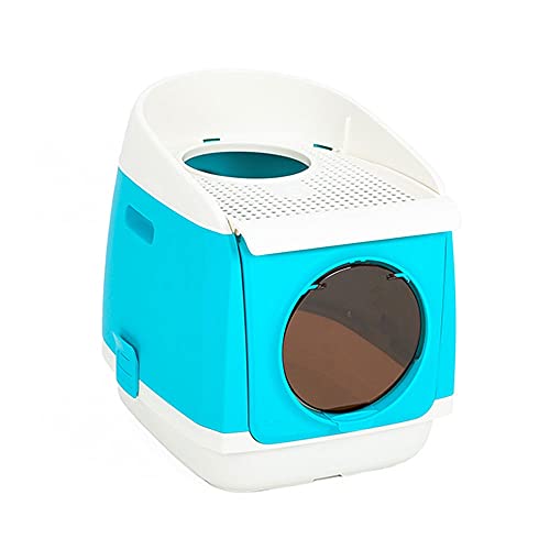 Katzenklo Doppeltürklappbare Katze Wurf Box Plastic Cat-Bett-Bett-Bett-Bett mit Top-Ausgang und vorderen Eingang Desodorieren von PET-Katzenbedarf Cat Litter Box (Color : B) von HJXX