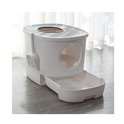 Katzenklo Halbgeschlossene Schubladenart Katze Wurf Box Doppel-Eingang Desodorieren von Katzen-Toiletten Große Größe mit Löffel PET Toilette Cat Litter Box (Color : B) von HJXX